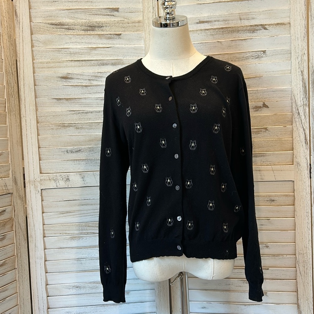 Tulip B Owl Print Button Front Cardigan